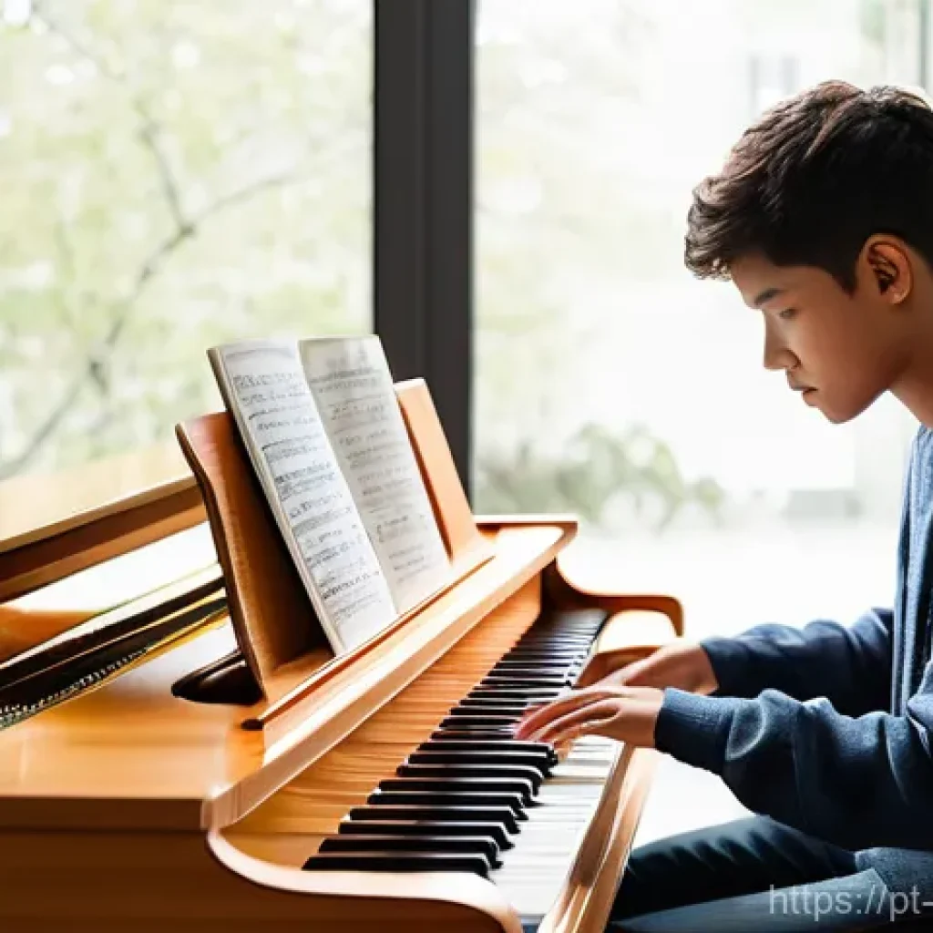 음악테라피사 자격증 시험 준비 과정 - **Prompt:** A serene and focused music therapy student (15+ age appropriate) sits amidst a collectio...