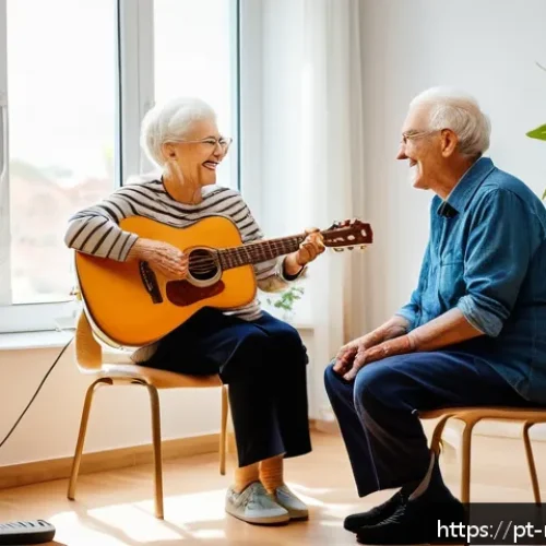 Home 31 음악테라피사 임상 경험 - A compassionate music therapist in a bright, welcoming clinical room with acoustic panels, gently en...